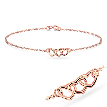 Rose Gold Plated Triple Hearts Silver Bracelet BRS-41-RO-GP